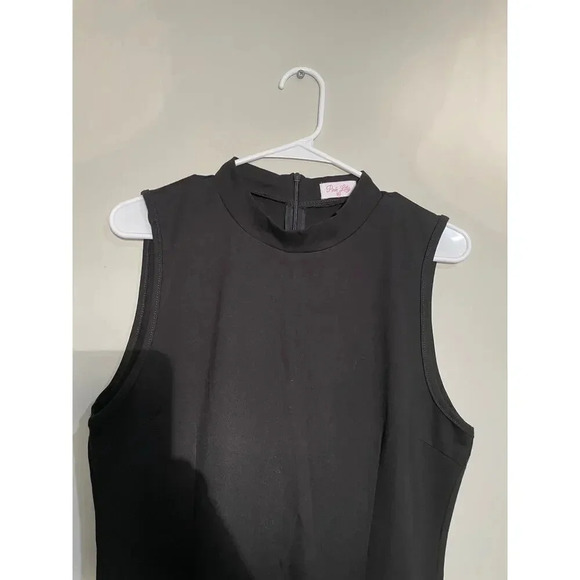 Pink‎ Lily Black Mock Neck Mini Dress with Rhinestone Tassels - Picture 3 of 10